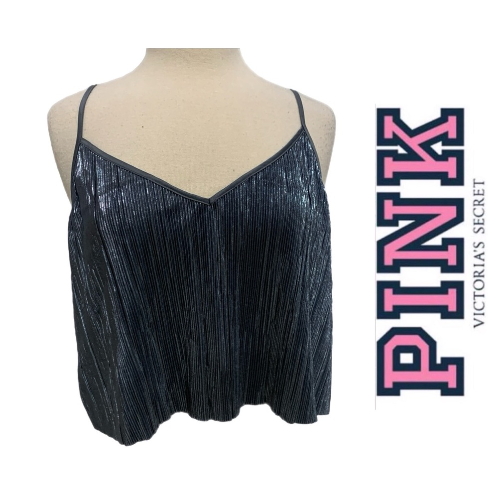 PINK Victoria's Secret Women's Black Metallic‎ Top - 6115